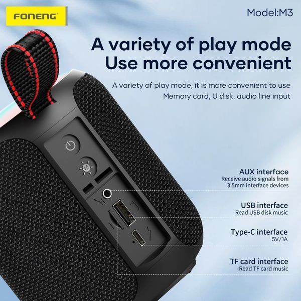 Bluetooth-колонка Foneng M3 10W 2400 mAh IPX5 с подсветкой