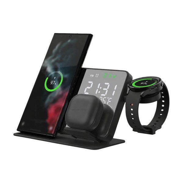 Зеркальная док-станция 4 в 1 QINETIQ Mirror clock 15 Вт для Samsung