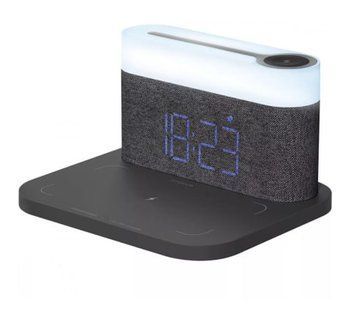 Нічник , годинник з функцією бездротової зарядки LED QinetiQ QN-03 15W Samsung iPhone 33079 фото