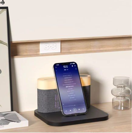 Нічник , годинник з функцією бездротової зарядки LED QinetiQ QN-03 15W Samsung iPhone 33079 фото