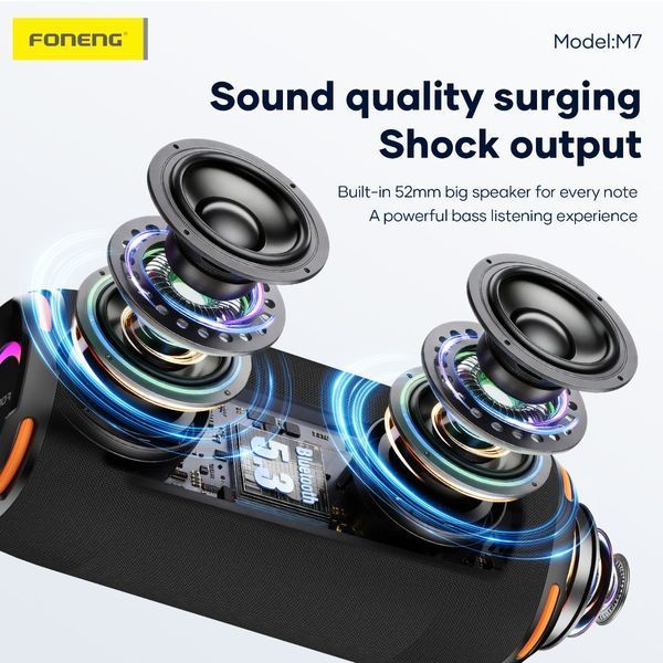 Bluetooth-колонка Foneng M7 15W 2400 mAh з RGB-підсвіткою і FM-радіо