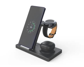 Док-станція бездротової зарядки 3 в 1 T258 15W для смартфона Samsung, Galaxy Watch 3-5, Galaxy Buds 23061 фото