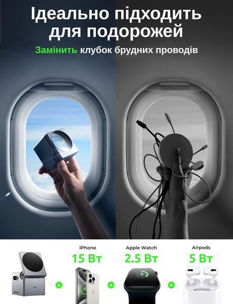 Док-станція 6 в 1 QINETIQ Pixel Cube S5 23W MagSafe з Bluetooth-колонкою і екраном 22331 фото