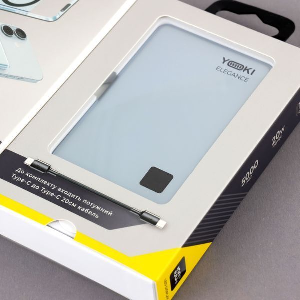 Магнитный Power Bank Yoki Elegance 5000mAh 15W с беспроводной зарядкой Qi2 и LED-дисплеем 51204 фото