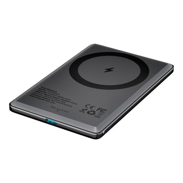 Магнитный Power Bank Yoki Elegance 5000mAh 15W с беспроводной зарядкой Qi2 и LED-дисплеем 51204 фото