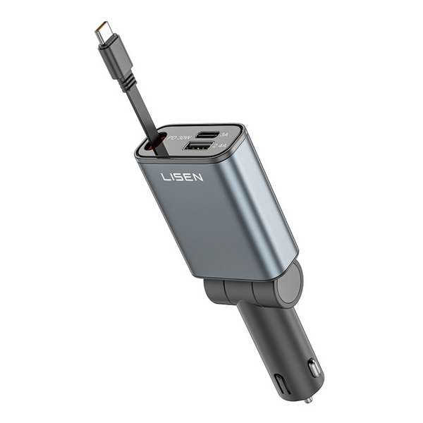 LISEN автомобільний зарядний пристрій 57 Вт USB-C і 2 USB