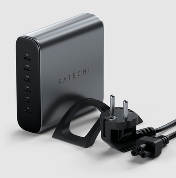 Gan заряджання Satechi 200W USB-C 6-Port PD Gan Charger Space Gray для заряджання ноутбуків смартфонів планшетів техніки ST-C200GM-EU фото