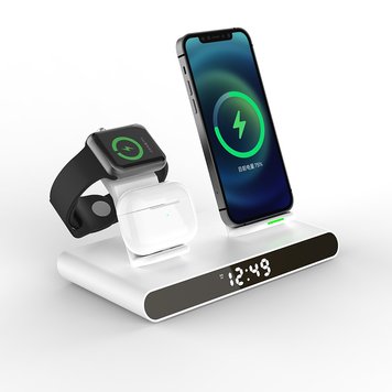 Станция беспроводной зарядки 4 в 1 QINETIQ Watch AL-23 30W для Apple iPhone/Apple Watch 2-9/AirPods Белая 23012 фото