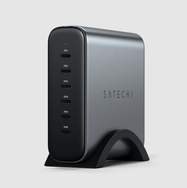 Gan заряджання Satechi 200W USB-C 6-Port PD Gan Charger Space Gray для заряджання ноутбуків смартфонів планшетів техніки ST-C200GM-EU фото