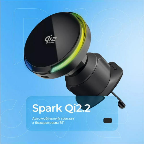 Автомобільний магнітний тримач для телефона Spark 25W з бездротовою зарядкою MagSafe та активним охолодженням смартфону універсальний автотримач кріплення на дефлектор вентиляції для iPhone 12 17 Samsung S26 15120 фото