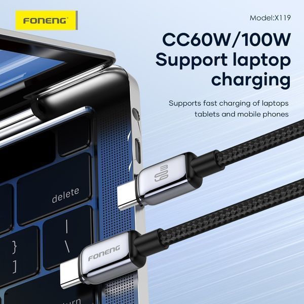 Кабель Foneng X119 USB-C &mdash; USB-C 60 Вт 1 м 84221 фото