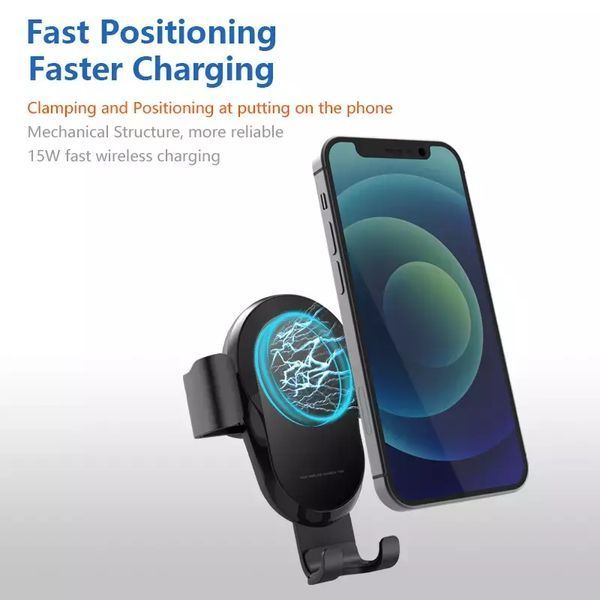 Автомобільний тримач з бездротовою зарядкою 15W Z5 Gravity Phone Holder, Чорний