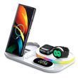 Док-станция с часами 3 in 1 QINETIQ S6 LED Clock RGB 30W для Samsung/GalaxyBuds/Galaxy Watch_1-6 series белая 23024 фото