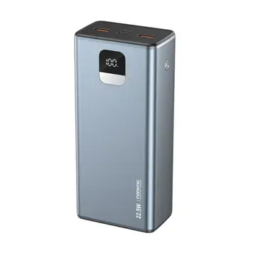 Повербанк Foneng GT300 30000 mAh 22.5W з LED-дисплеєм в алюмінієвому корпусі, Сріблястий