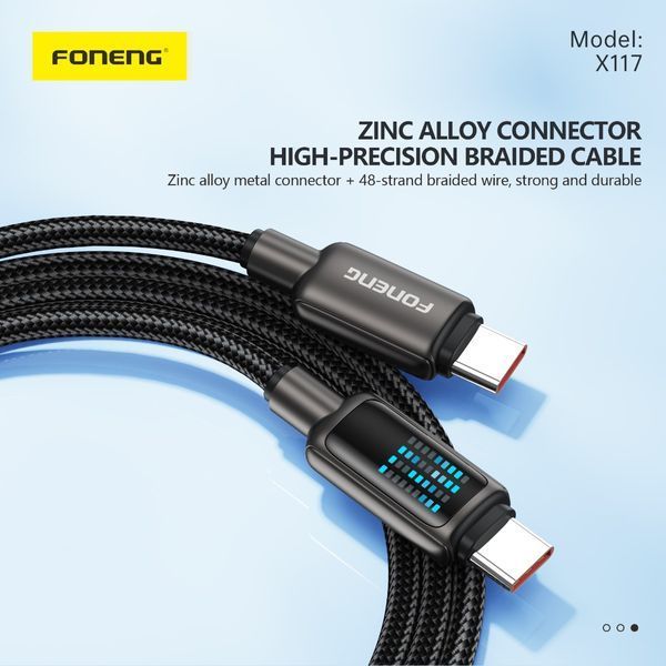 Кабель Foneng X117 USB-C &mdash; USB-C 60 Вт 1,2 м с подсветкой 84311 фото