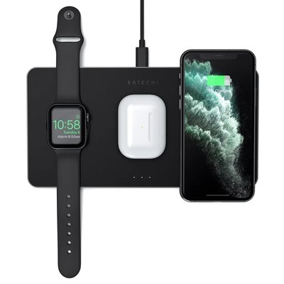 Док-станція бездротової зарядки Apple iPhone/iWatch/AirPods Satechi Trio Gray ST-X3TWCPM фото