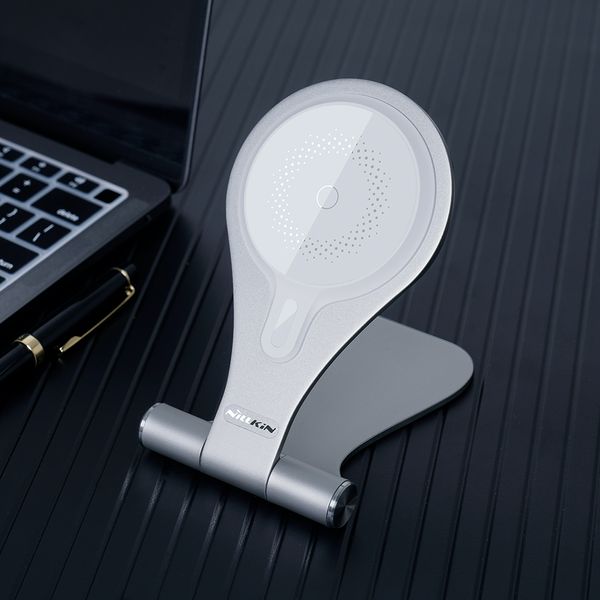 Беспроводная зарядка для iPhone 12-14 Nillkin MagStand Wireless Charging Stand 15W Silver