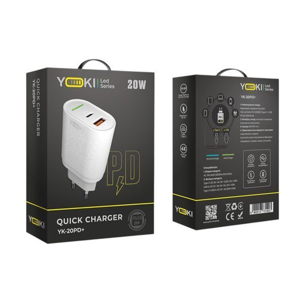 Зарядное устройство Yoki Led Series YK-20PD+QC 20W Черный