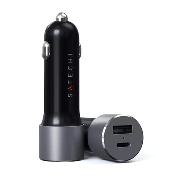 Автомобільна зарядка для телефонів та іншої техніки Satechi 72W Type-C PD Car Charger Space Gray ST-TCPDCCM фото