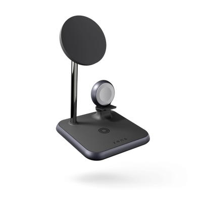 Магнітна бездротова док-станція 3в1 для iPhone/iWatch/AirPods Zens Magnetic + Watch Wireless Black ZEDC20B/00 фото